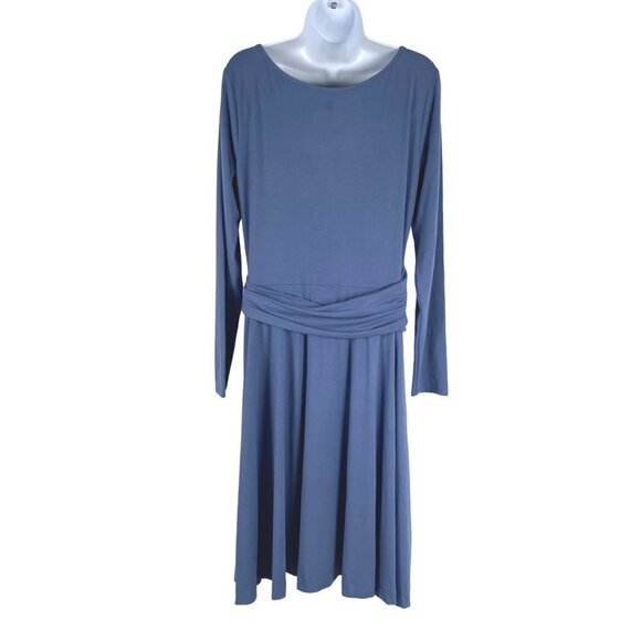 Betabrand Dress Large Blue Long Sleeve Solid Rayon Blend Stretch DR-1324 - Picture 5 of 9